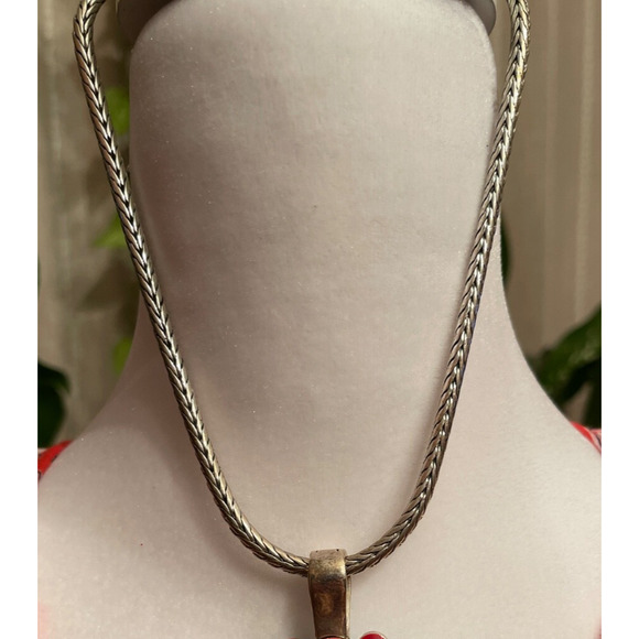 Premier Designs Reversable Enamel Pendant Teal Blue Red Flower Necklace 18" - Picture 8 of 8